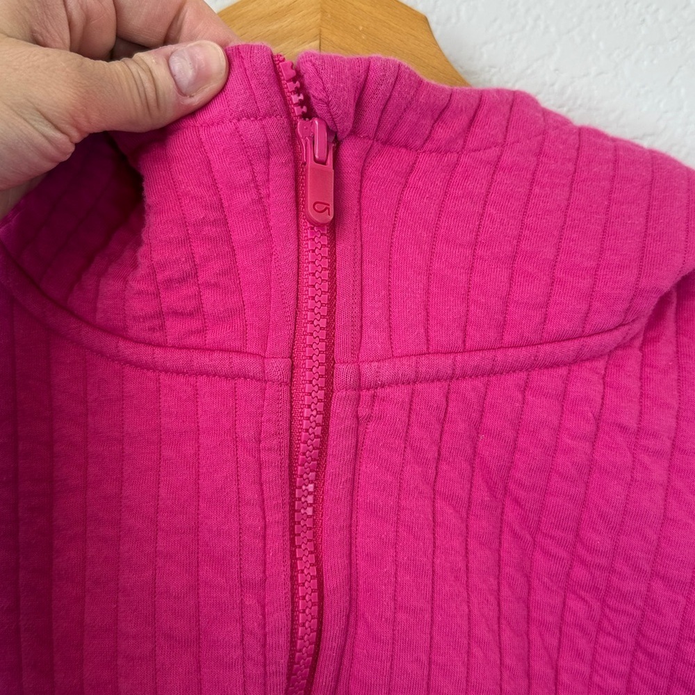 Gap Fit Jacquard Zip Up Jacket Quilted Hoodie Pink size Medium - Picture 8 of 13